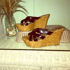 Jessica Simpson cork heeled sandals.